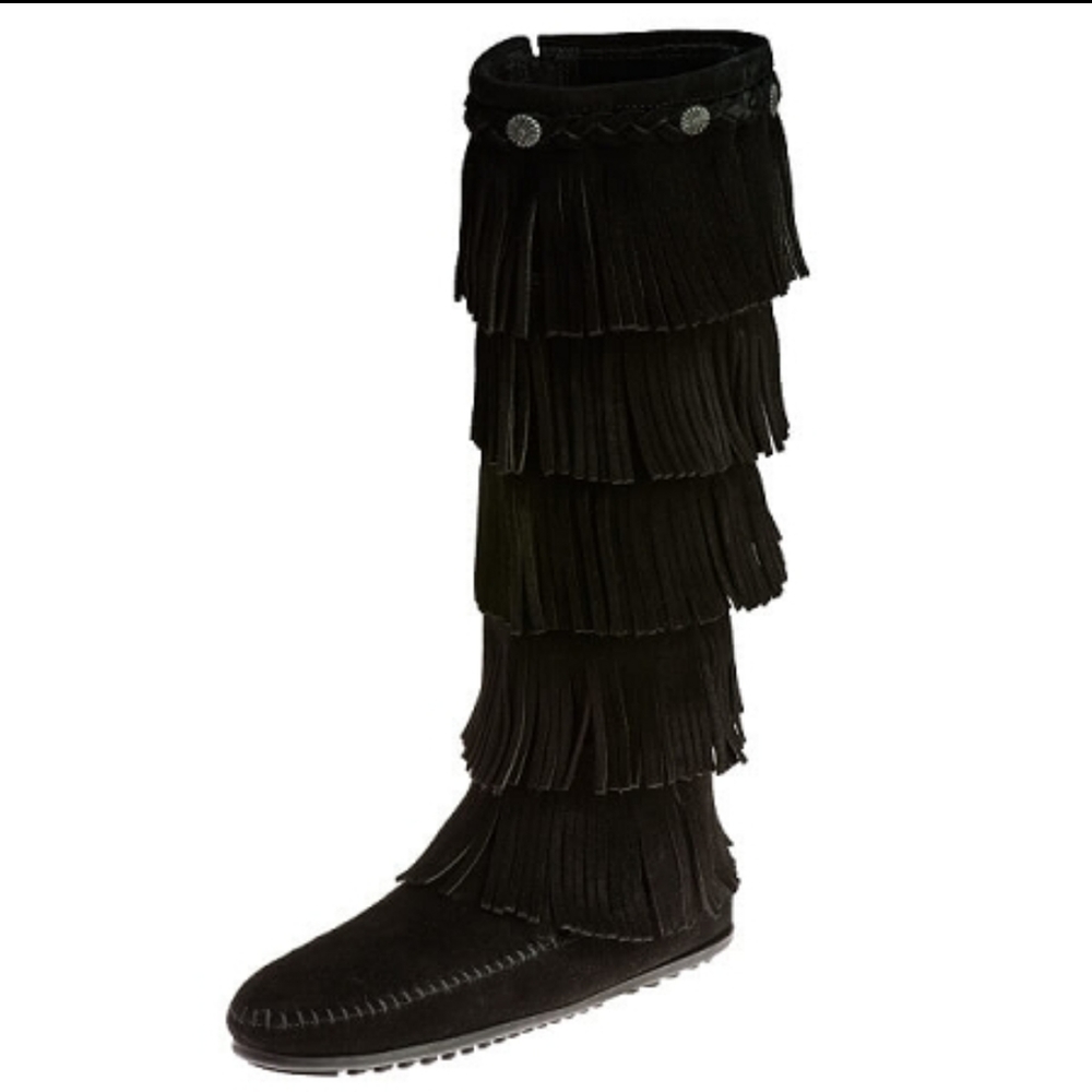 Black Minnetonka Moccasin Boots